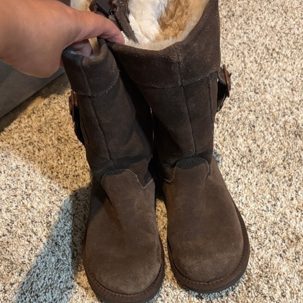 UGG Chocolate Suede Boots with Fur Lining